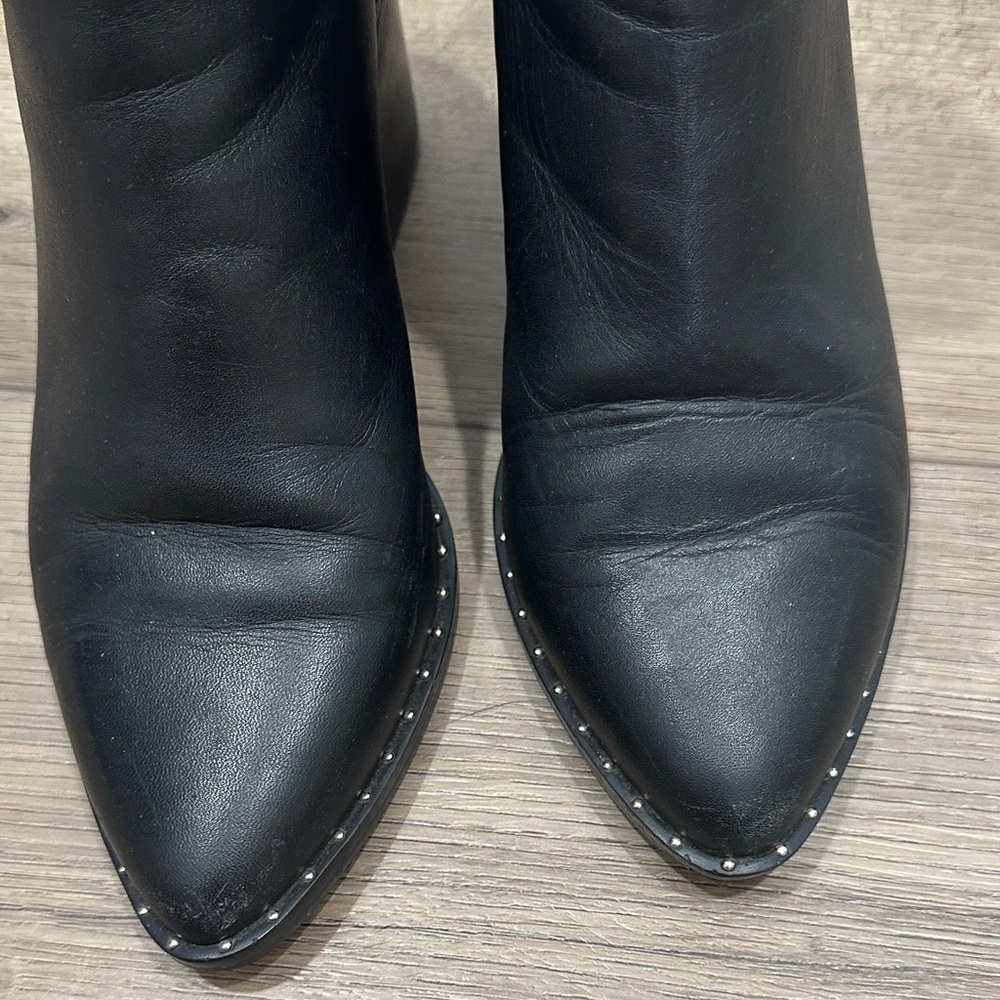 Treasure & Bond Farrah Nordstrom soft Black Leather Ankle Boots zipper studded - Picture 4 of 10
